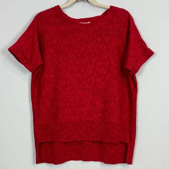 Eileen Fisher Red Linen Cotton Short Sleeve Sweater PM - Picture 1 of 7